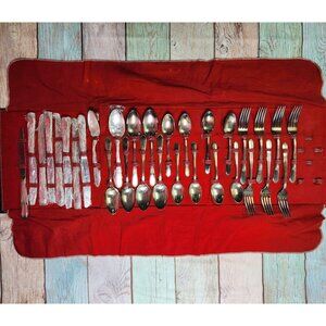 31Pc Wm Rogers Mary Lou Devonshire Silverplate Flatware Set Intl Silver w/ Case